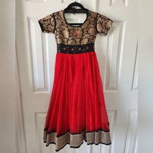 Indian Punjabi Formal Red Black Gold Dress size Girls 12-14